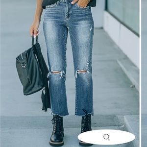 NWT VICI MARTHA HIGH RISE STRETCH DISTRESSED STRAIGHT JEANS size 31
